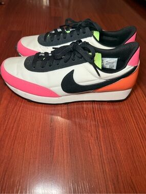 Nike White Sneakers with Pink, Orange & Black Accents